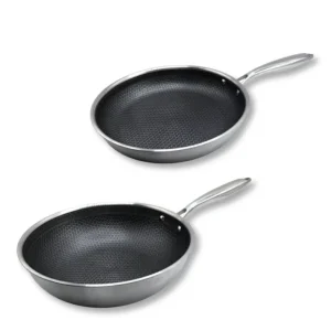 Wok en Koekenpannenset 2-delig 28cm - Antiaanbak - Inductie - RVS - PFAS Vrij