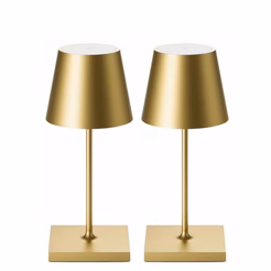 Oplaadbare tafellamp 26 cm – goud, set van 2