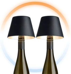Oplaadbare flessenlamp – zwart, set van 2