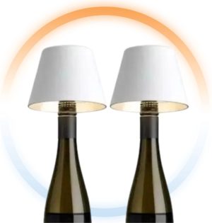 Oplaadbare flessenlamp – wit, set van 2