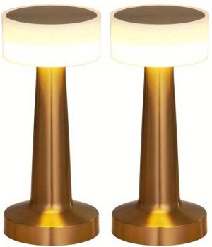 Oplaadbare tafellamp 21 cm – goud, set van 2