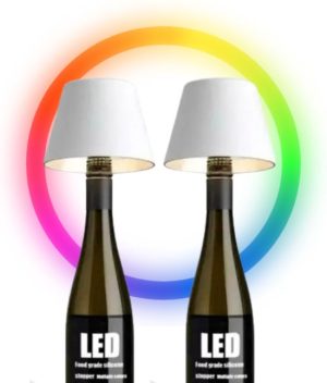 Oplaadbare flessenlamp – wit met kleurlicht, set van 2