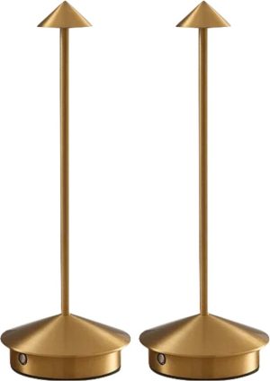 Oplaadbare tafellamp 29 cm – goud, set van 2