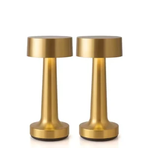 Oplaadbare tafellamp 21 cm – goud, set van 2
