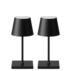 Oplaadbare tafellamp 26 cm – zwart, set van 2