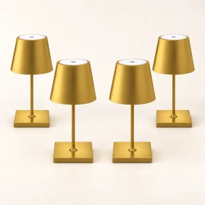 Oplaadbare tafellamp 26 cm – goud, set van 4