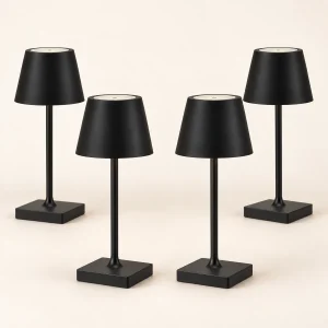 Oplaadbare tafellamp 26 cm – zwart, set van 4