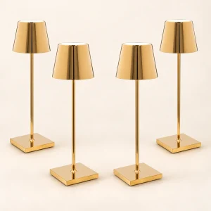 Oplaadbare tafellamp 36 cm – goud, set van 4