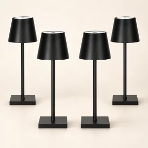 Oplaadbare tafellamp 36 cm – zwart met kleurlicht, set van 4