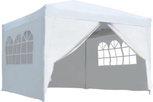 Partytent 3 × 3 m met 2 raamwanden en 1 dichte wand – Wit