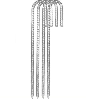 Gebogen XL stormharingen Ø12 × 38 cm – 4 stuks