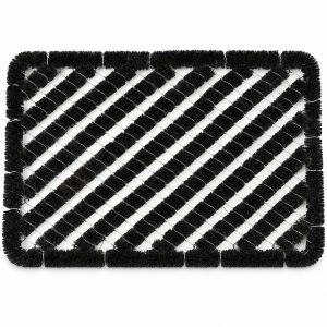 Zwarte borstelmat deurmat 60 × 40 cm op witte achtergrond