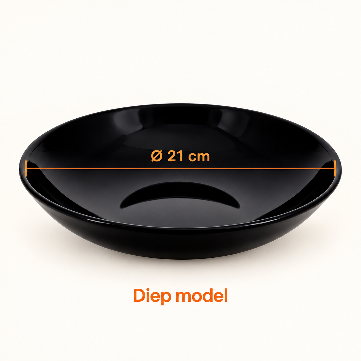 Diep bord Ø 21 cm – zwart gehard opaalglas - Afbeelding 2