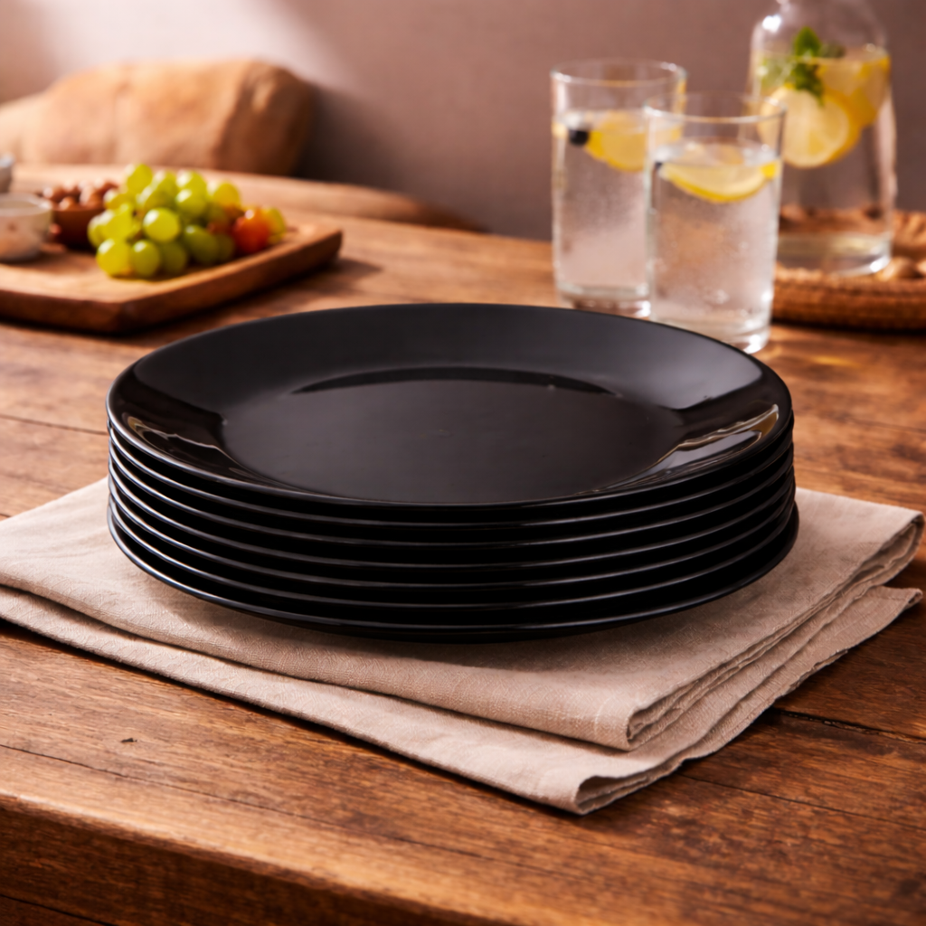 Dinerbord - Opaal - Gehard Glas - Zwart - Ø 25 cm - Afbeelding 3
