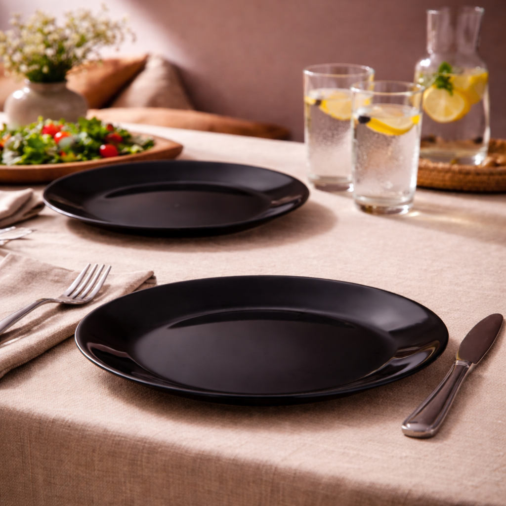 Dinerbord - Opaal - Gehard Glas - Zwart - Ø 25 cm - Afbeelding 4
