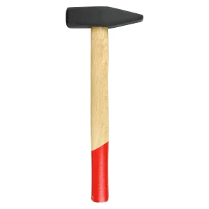 Bankhamer met zwarte kop, licht houten steel en rood geverfd uiteinde
